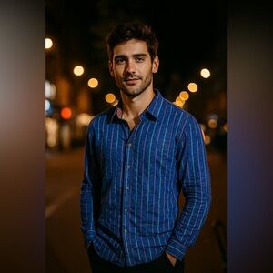 Robert Graham Men's Blue Striped Shirt XL EUC